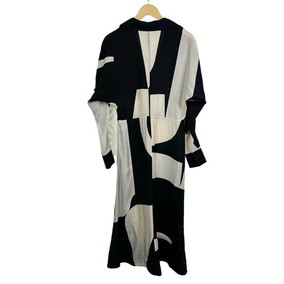 CLOSED Viscose and Silk Shirt Collar Faux Wrap Graphical Midi Size S NWT $655 - Picture 10 of 13